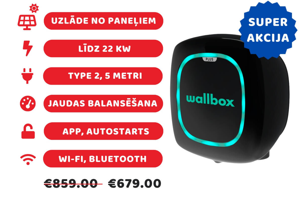 Wallbox Pulsar Plus uzlādes stacija22 kW melna